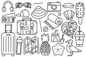 Summer vacation at the sea Beach stuff Collection of things for the vacation vector