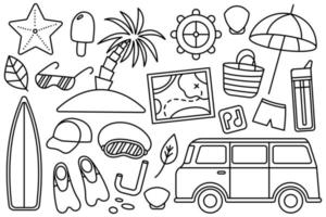 Summer vacation at the sea Beach stuff Collection of things for the vacation vector