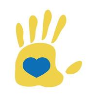 world down syndrome day print hand with paint and heart flat style vector