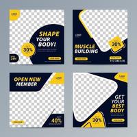 Fitness gym social media post square banner template vector