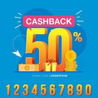 Cashback banner design concept for saving and refund money vector