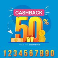 Cashback banner design concept for saving and refund money vector