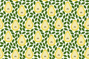 Tropical background with pears Fruit repeated background vector