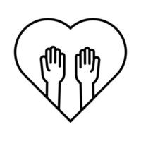 heart with hands solidarity line style vector