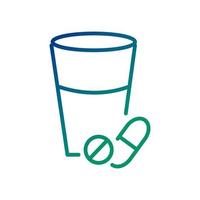 pill and capsule with glass cup line style vector