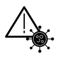 covid19 particle with alert signal health pictogram silhouette style vector