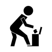 human throwing garbage in pot pictogram silhouette style vector