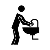 Figura humana lavándose las manos salud pictograma estilo silueta vector