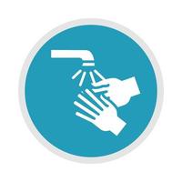 new normal washing hands prevention after coronavirus disease covid 19 blue silhouette icon vector