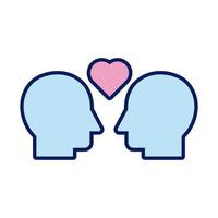 profiles humans with hearts solidarity line and fill vector