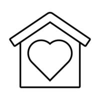 casa con corazón estilo de línea solidaria vector