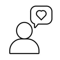 human figure with speech bubble and heart solidarity line and fill vector