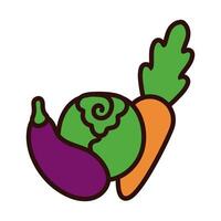 fresh vegetables line and fill style vector