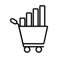 shopping cart with statistics bars line style vector