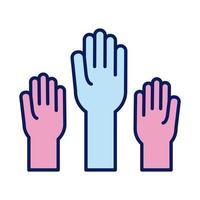 hands human solidarity line and fill style vector