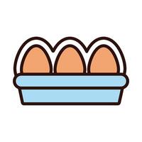 eggs pack line and fill style vector