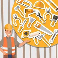 Craftsman working and construction tools Icon design vector