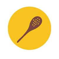 kitchen wooden spoon utensil hand draw style vector