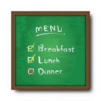 Blackboard and text food menu with check mark  Vector