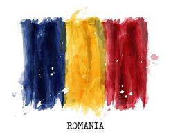 Watercolor painting design flag of Romania  Vector