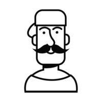 Hombre joven con personaje de avatar de bigote vector