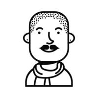 Hombre joven con personaje de avatar de bigote vector