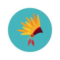 native american crown block and flat style vector