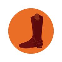 cowboy boot block and flat style vector