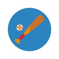 baseball bat with ball sport block and flat style vector