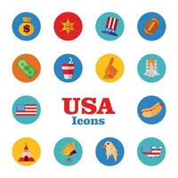 paquete de iconos de conjunto de estados unidos vector