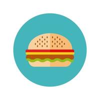 delicious burger fast food block and flat style vector