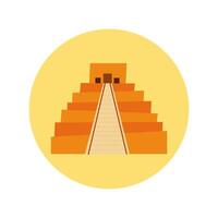 mexican pyramid culture block and flat style icon vector