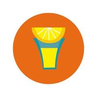 mexican tequila cup with lemon block and flat style icon vector