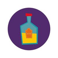 Bloque de botella de tequila mexicano e icono de estilo plano vector