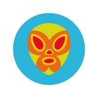 mexican mask of fighter block and flat style icon vector