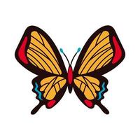 beautiful butterfly yellow insect flat style icon vector