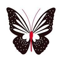 hermoso insecto mariposa icono de estilo plano negro vector