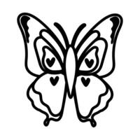 beautiful butterfly insect with hearts line style vector