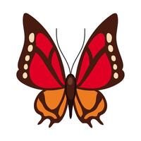 beautiful butterfly insect red flat style icon vector