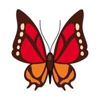 beautiful butterfly insect red flat style icon vector