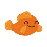 cute fish sea life animal flat style icon vector