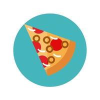 deliciosa pizza italiana bloque de comida rápida y estilo plano vector