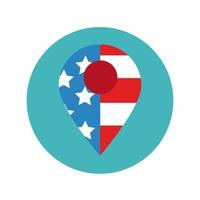 pin location with usa flag block and flat style vector