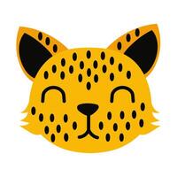 cute little leopard head flat style vector