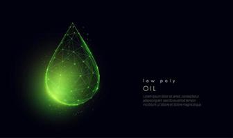 gota de aceite verde caída de poli baja abstracta