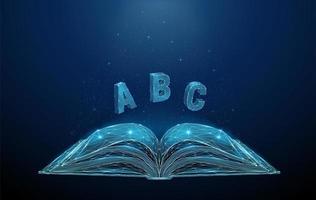 Abstract open book with flying letters ABC vector