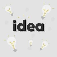 lettering idea and light bulbs vector