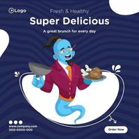 Genie Banner design of fresh and healthy super delicious food vector