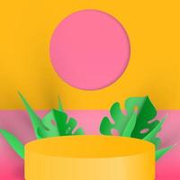 Minimal scene with cylinder podium background 3d vector illustration