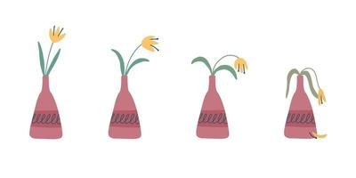 Stages of withering wilted flower in a vase abandoned plant without watering and care vector